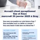 Accueil exceptionnel de la conseillère clientèle au bureau de Gaz et Eaux 